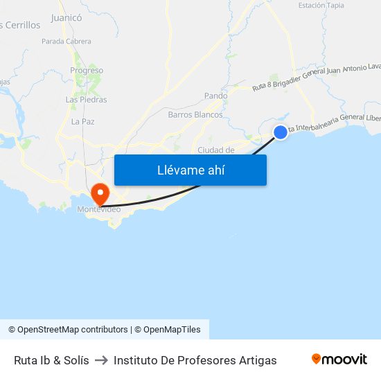 Ruta Ib & Solís to Instituto De Profesores Artigas map