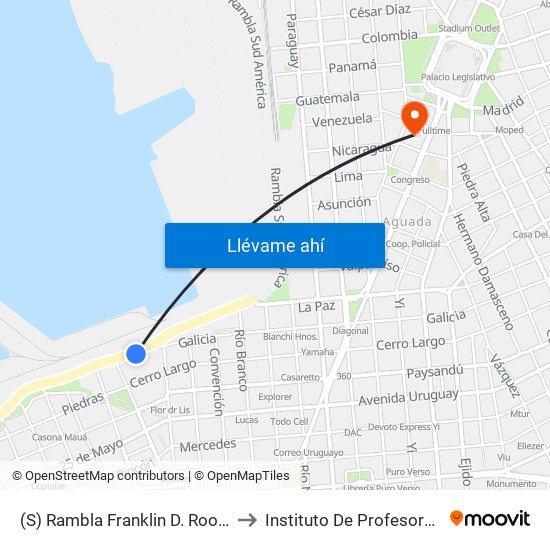 (S) Rambla Franklin D. Roosevelt, 762 to Instituto De Profesores Artigas map