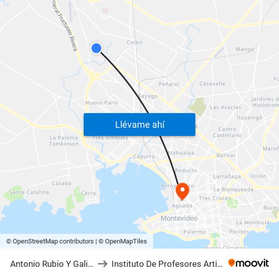 Antonio Rubio Y Galileo to Instituto De Profesores Artigas map