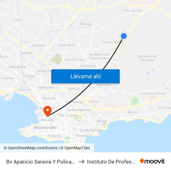 Bv Aparicio Saravia Y Policarpa Salavarrieta to Instituto De Profesores Artigas map