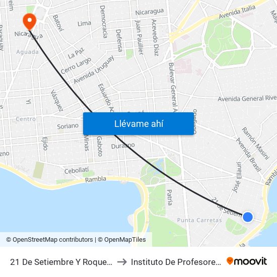21 De Setiembre Y Roque Graseras to Instituto De Profesores Artigas map