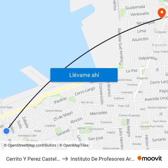 Cerrito Y Perez Castellano to Instituto De Profesores Artigas map
