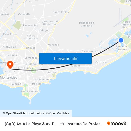 (S)(D) Av. A La Playa & Av. De Las Américas to Instituto De Profesores Artigas map
