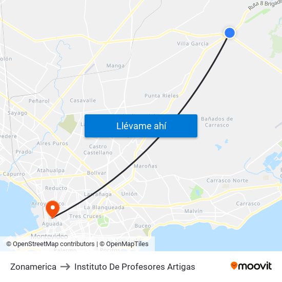 Zonamerica to Instituto De Profesores Artigas map