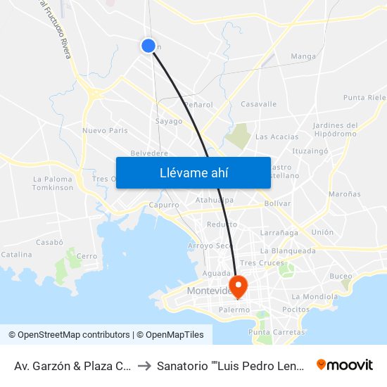 Av. Garzón & Plaza Colón to Sanatorio ""Luis Pedro Lenguas"" map