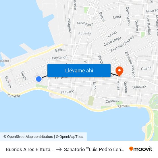 Buenos Aires E Ituzaingo to Sanatorio ""Luis Pedro Lenguas"" map