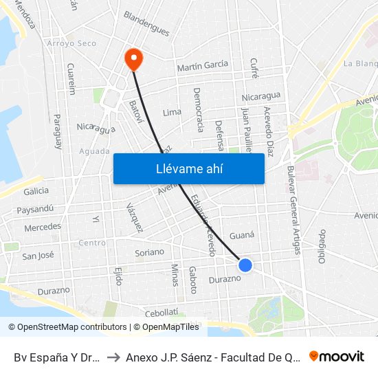 Bv España Y Dr Pablo De Maria to Anexo J.P. Sáenz - Facultad De Química Y Facultad De Medicina map