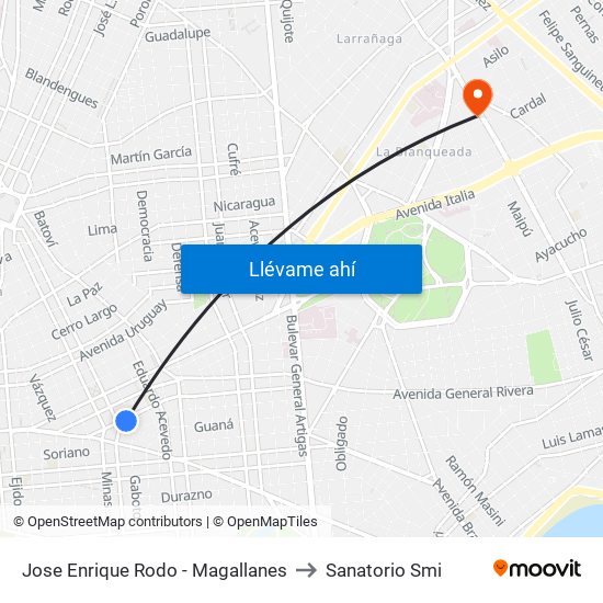 Jose Enrique Rodo - Magallanes to Sanatorio Smi map