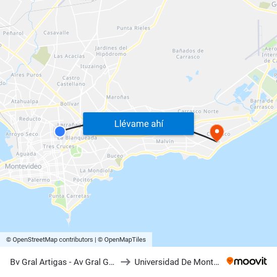 Bv Gral Artigas - Av Gral Garibaldi to Universidad De Montevideo map
