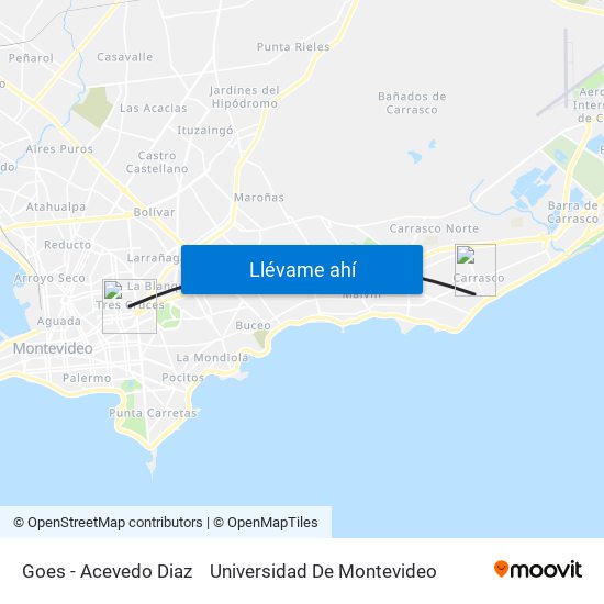 Goes - Acevedo Diaz to Universidad De Montevideo map