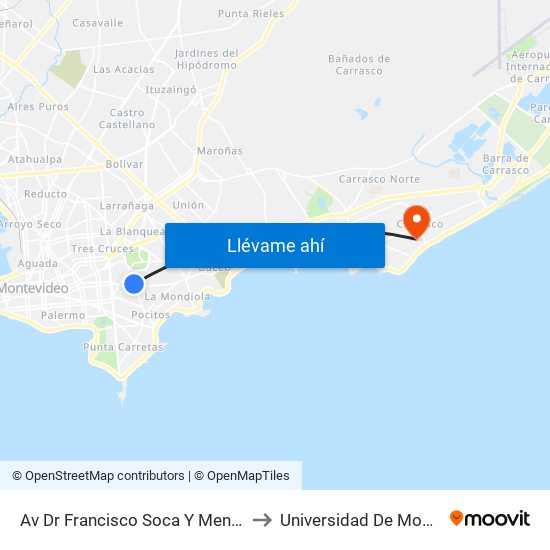 Av Dr Francisco Soca Y Mendez Nuñez to Universidad De Montevideo map