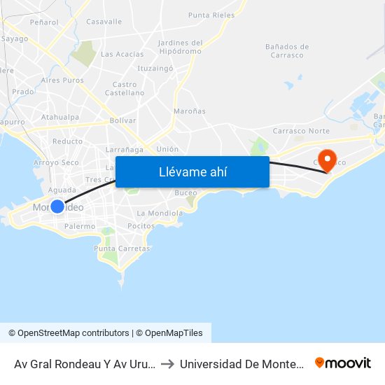 Av Gral Rondeau Y Av Uruguay to Universidad De Montevideo map