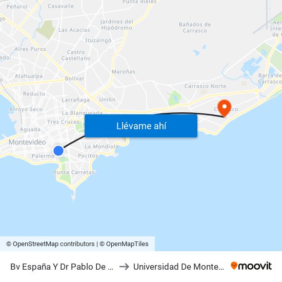 Bv España Y Dr Pablo De Maria to Universidad De Montevideo map