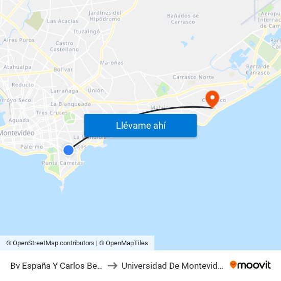 Bv España Y Carlos Berg to Universidad De Montevideo map
