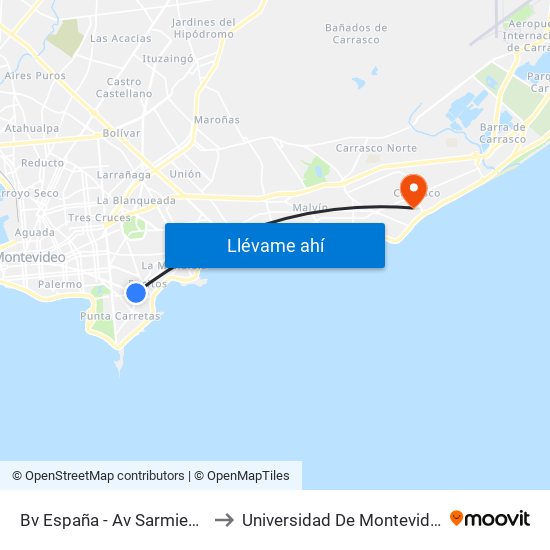 Bv España - Av Sarmiento to Universidad De Montevideo map