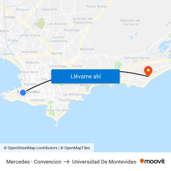 Mercedes - Convencion to Universidad De Montevideo map