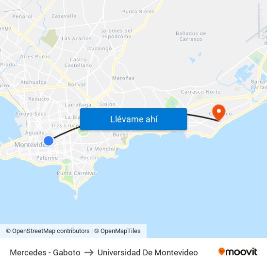 Mercedes - Gaboto to Universidad De Montevideo map