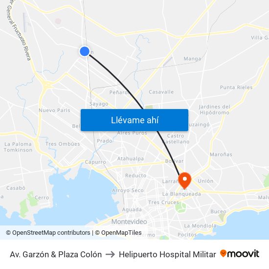 Av. Garzón & Plaza Colón to Helipuerto Hospital Militar map
