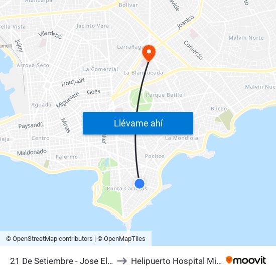 21 De Setiembre - Jose Ellauri to Helipuerto Hospital Militar map