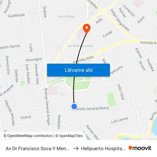 Av Dr Francisco Soca Y Mendez Nuñez to Helipuerto Hospital Militar map