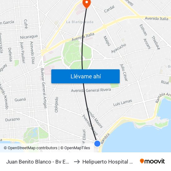 Juan Benito Blanco - Bv España to Helipuerto Hospital Militar map