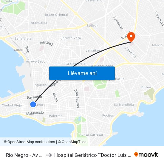 Rio Negro - Av 18 De Julio to Hospital Geriátrico ""Doctor Luis Piñeyro Del Campo"" map