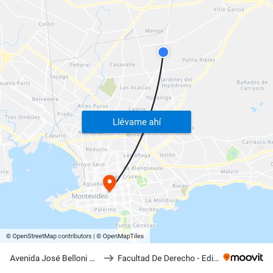 Avenida José Belloni & Cap. Tula to Facultad De Derecho - Edificio Anexo map