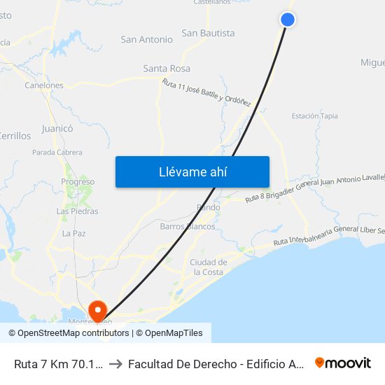 Ruta 7 Km 70.100 to Facultad De Derecho - Edificio Anexo map