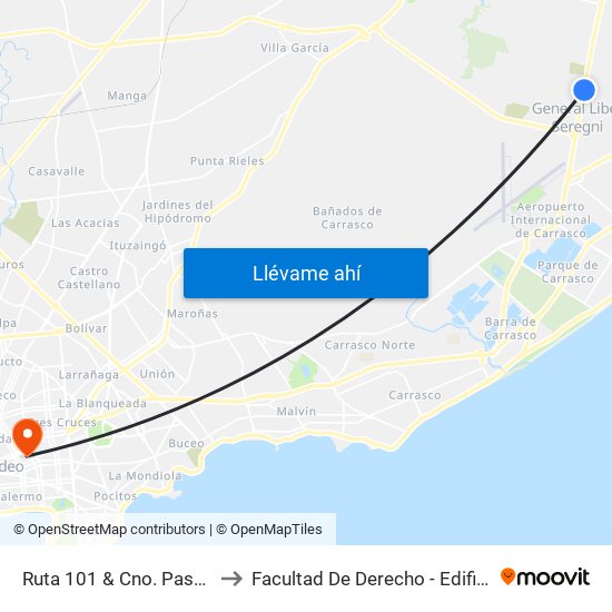 Ruta 101 & Cno. Paso Hondo to Facultad De Derecho - Edificio Anexo map