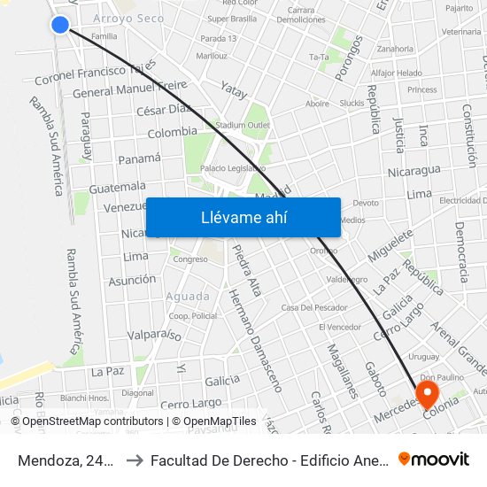 Mendoza, 2421 to Facultad De Derecho - Edificio Anexo map