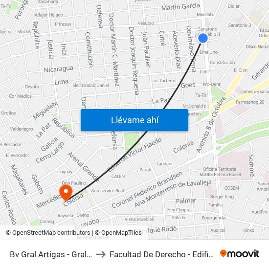 Bv Gral Artigas - Gral Pagola to Facultad De Derecho - Edificio Anexo map