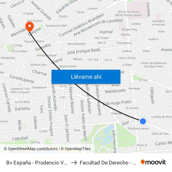 Bv España - Prudencio Vazquez Y Vega to Facultad De Derecho - Edificio Anexo map