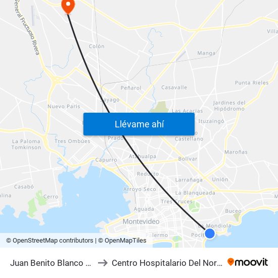 Juan Benito Blanco Y Manuel V Pagola to Centro Hospitalario Del Norte ""Gustavo Saint Bois"" map