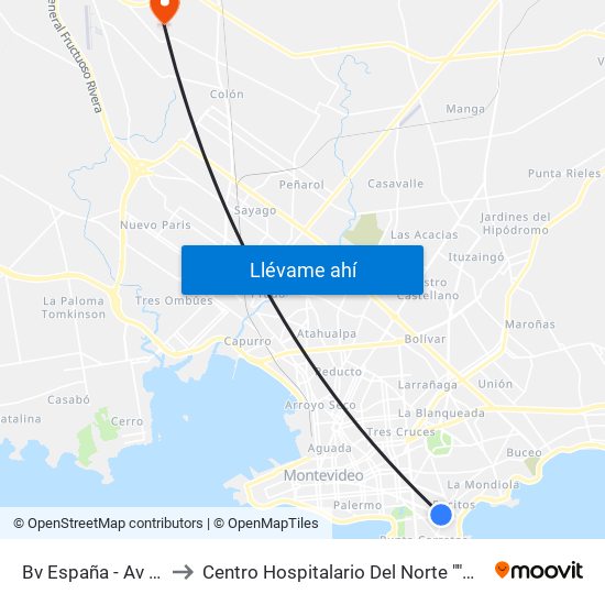 Bv España - Av Sarmiento to Centro Hospitalario Del Norte ""Gustavo Saint Bois"" map