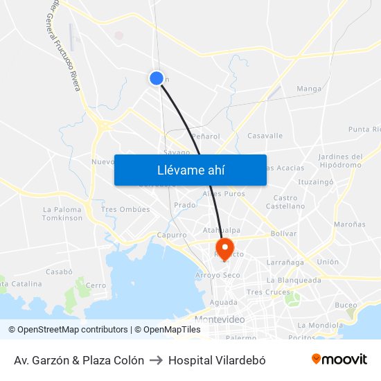 Av. Garzón & Plaza Colón to Hospital Vilardebó map