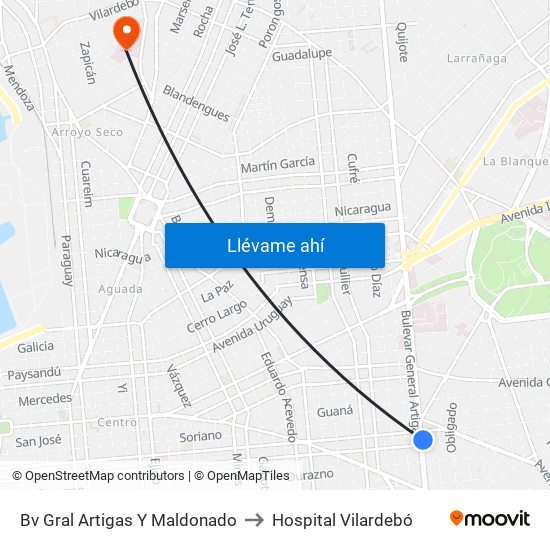 Bv Gral Artigas Y Maldonado to Hospital Vilardebó map