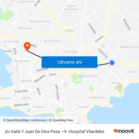 Av Italia Y Juan De Dios Peza to Hospital Vilardebó map