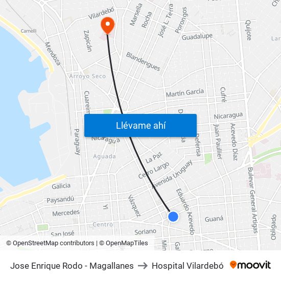 Jose Enrique Rodo - Magallanes to Hospital Vilardebó map