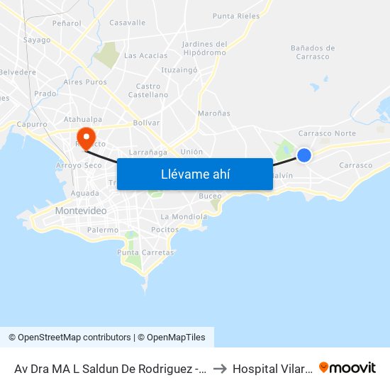 Av Dra MA L Saldun De Rodriguez - Av Bolivia to Hospital Vilardebó map