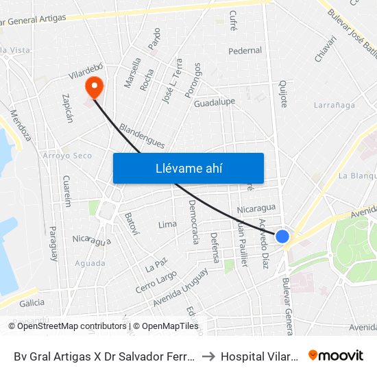 Bv Gral Artigas X Dr Salvador Ferrer Serra to Hospital Vilardebó map