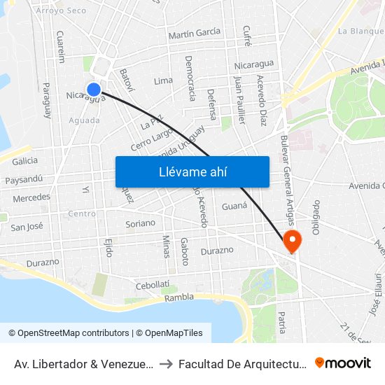 Av. Libertador & Venezuela to Facultad De Arquitectura map