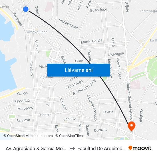 Av. Agraciada & García Morales to Facultad De Arquitectura map