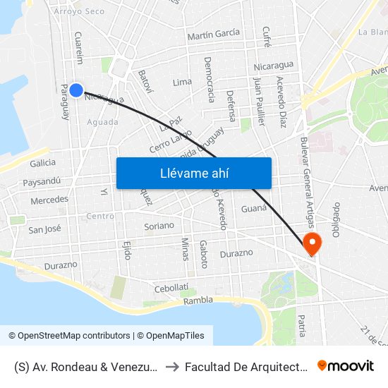 (S) Av. Rondeau & Venezuela to Facultad De Arquitectura map