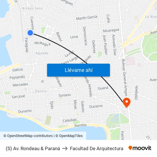 (S) Av. Rondeau & Paraná to Facultad De Arquitectura map