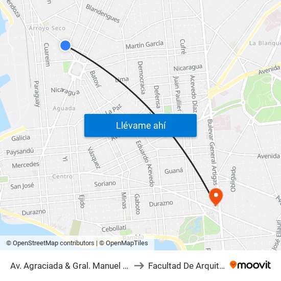 Av. Agraciada & Gral. Manuel Freire (S) to Facultad De Arquitectura map