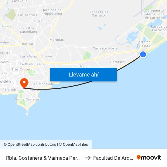 Rbla. Costanera & Vaimaca Perú (Ex. Lavalleja) to Facultad De Arquitectura map