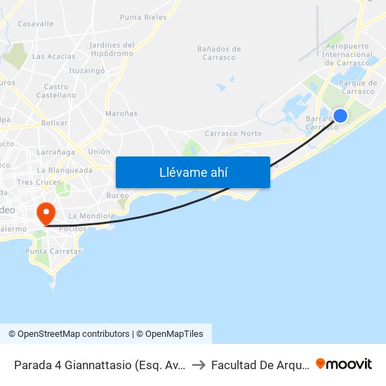 Parada 4 Giannattasio (Esq. Av. A La Playa) to Facultad De Arquitectura map