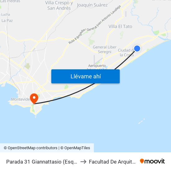 Parada 31 Giannattasio (Esq. Tuyutí) to Facultad De Arquitectura map