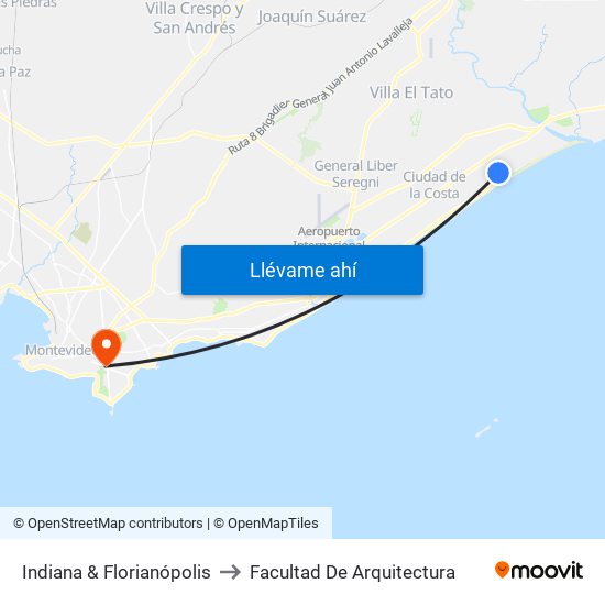Indiana & Florianópolis to Facultad De Arquitectura map