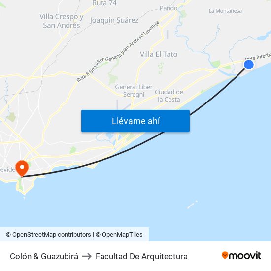 Colón & Guazubirá to Facultad De Arquitectura map